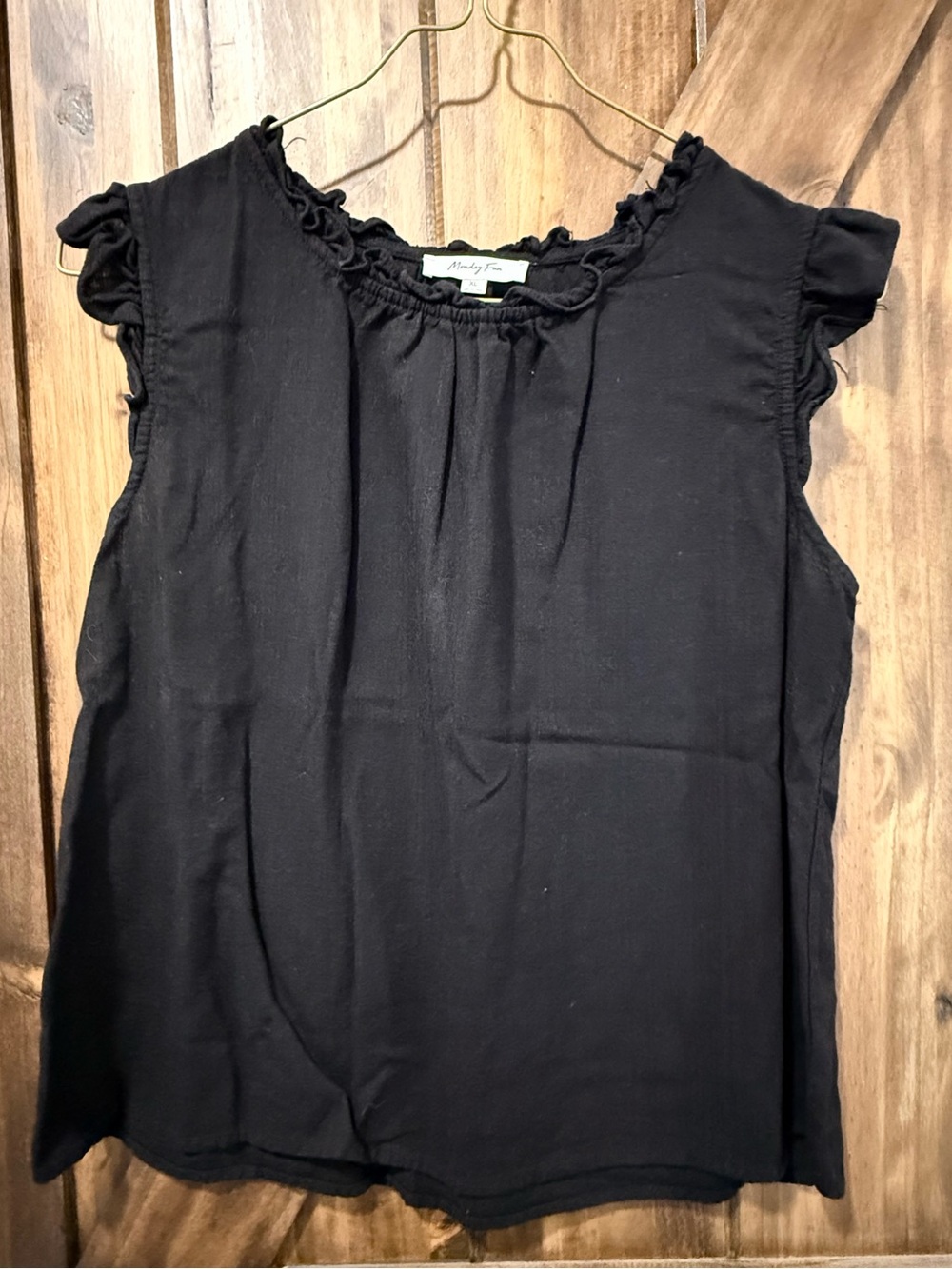 Anthropologie Black Ruffle-Trim Sleeveless Tank